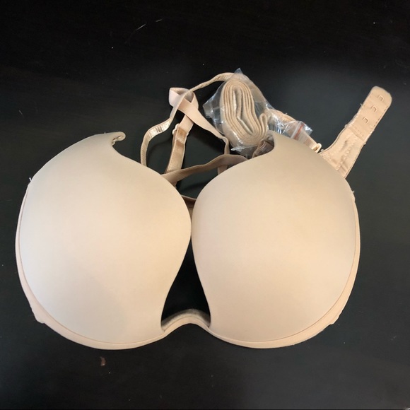 NWT B-D backless deep plunge multiway BEIGE padded 1/4 cup flexi push up bra - Picture 4 of 13